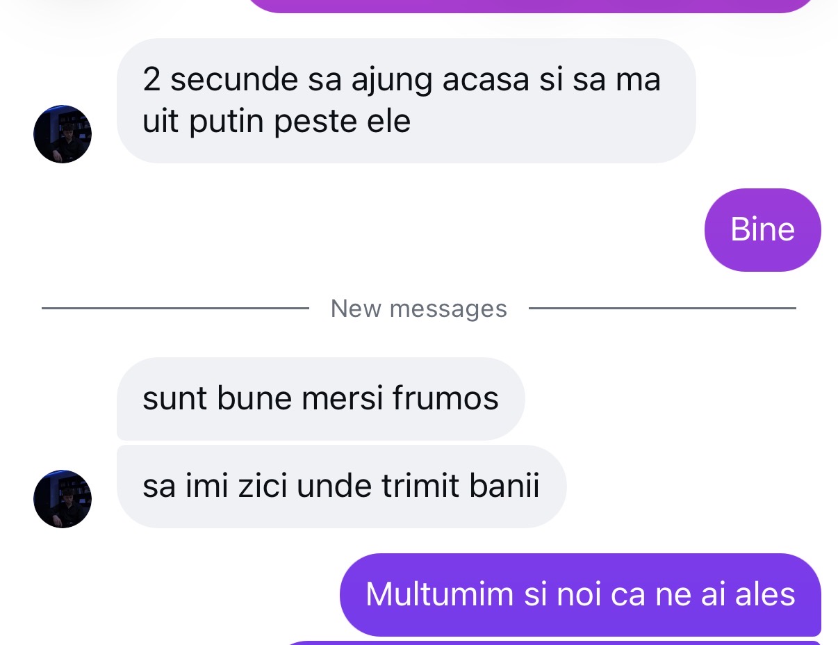 Mesaj client: reclamele sunt bune, mulțumește pentru colaborare
